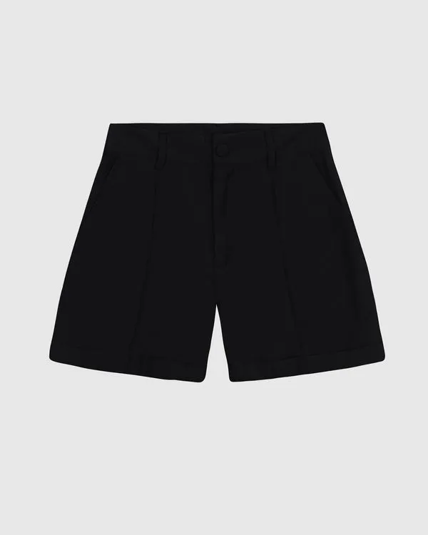 Bermuda Alfaiataria Feminina Barra Italiana Em Viscose Sarjada - ENFIM Preto - P