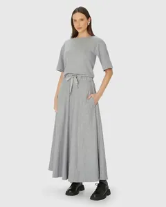 Saia Midi Feminina Evasê Bolso Lateral - Abrace O Futuro Cinza - P