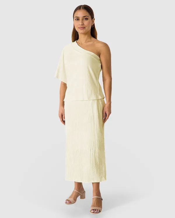 Blusa Feminina Decote Ombro Só Em Tecido Linho Texturizado Off White - G