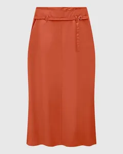 Saia Midi Feminina Evasê Com Cinto Em Crepe - ENFIM Laranja - M