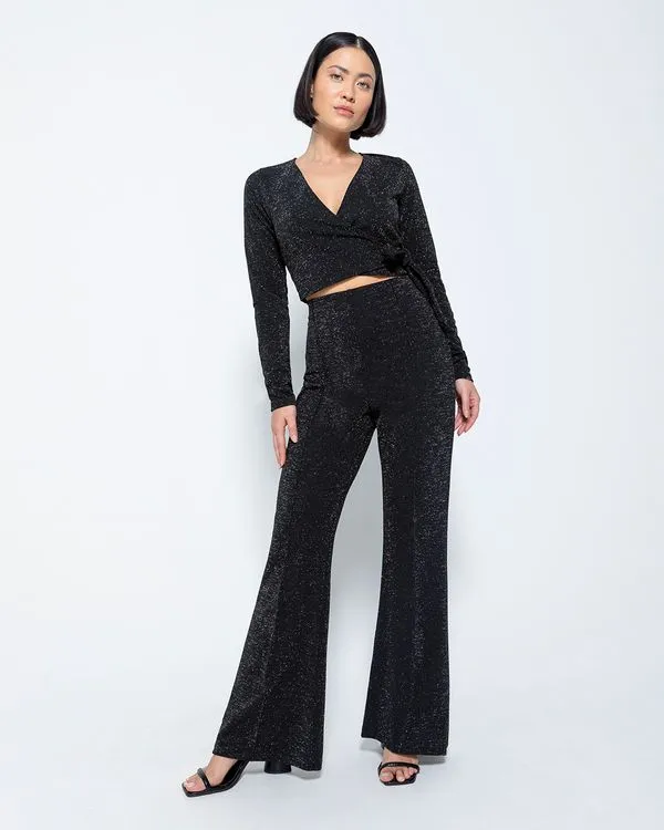 Calça Feminina Bailarina Em Malha Lurex - ENFIM Preto - GG