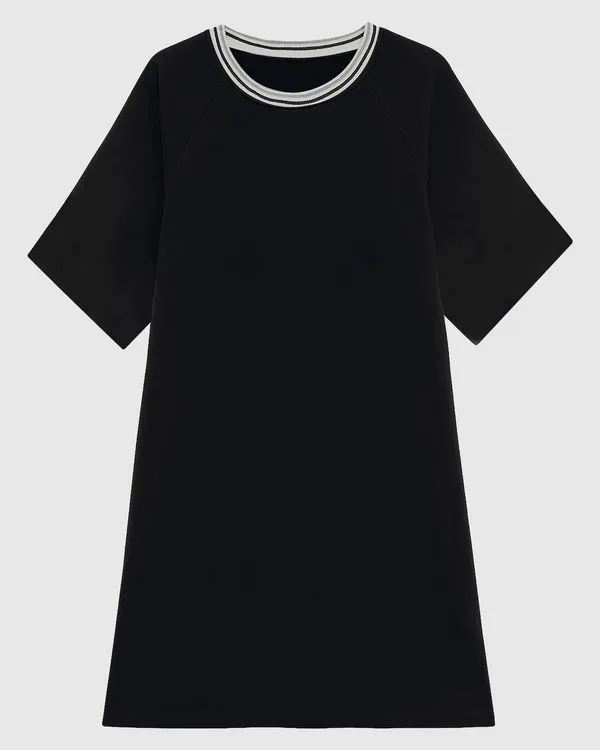 Vestido Feminino Estampado Decote Retilínea Bolso Lateral Em Viscose - ENFIM Preto - P