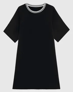 Vestido Feminino Estampado Decote Retilínea Bolso Lateral Em Viscose - ENFIM Preto - P