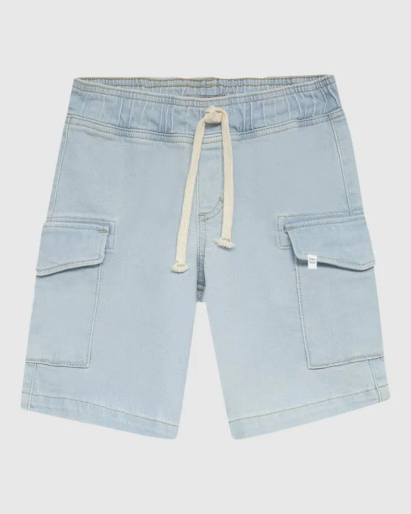 Bermuda Infantil Menino Bolso Cargo Em Jeans Moletom Malwee Kids Azul - 4