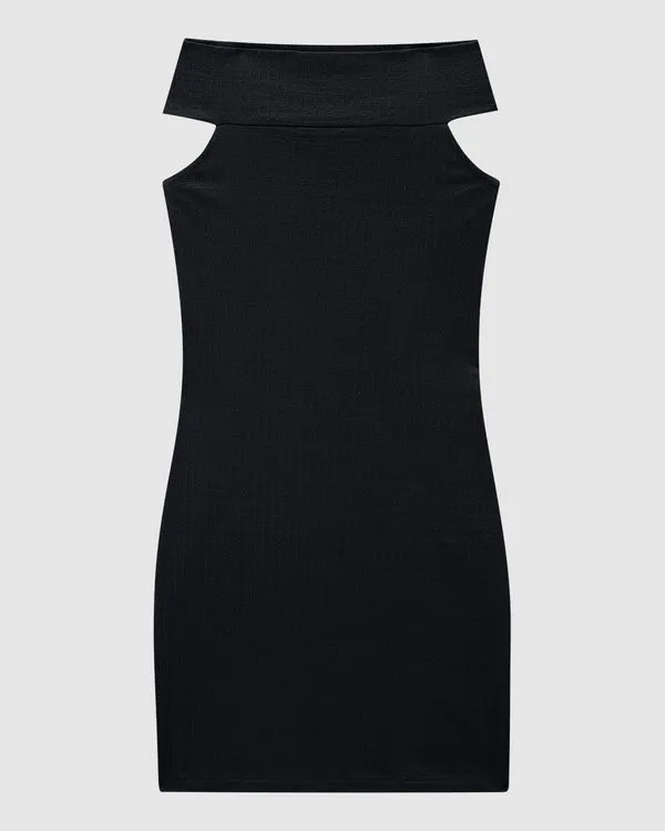 Vestido Justo Feminino Decote Ombro A Ombro Em Malha Texturizada - ENFIM Preto - PP