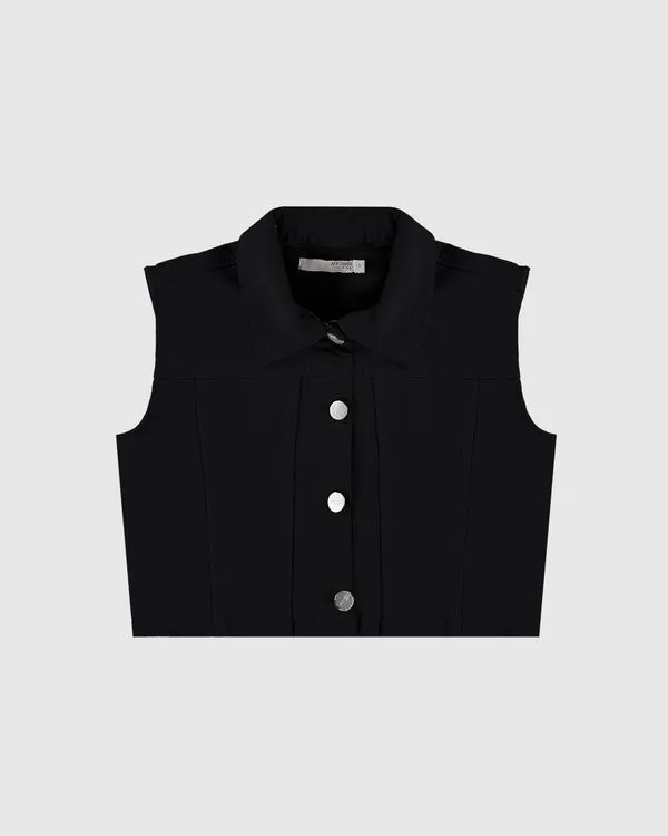 Colete Cropped Infantil Menina Em Sarja Stretch Malwee Kids Preto - 12