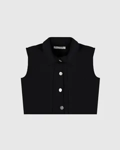 Colete Cropped Infantil Menina Em Sarja Stretch Malwee Kids Preto - 10