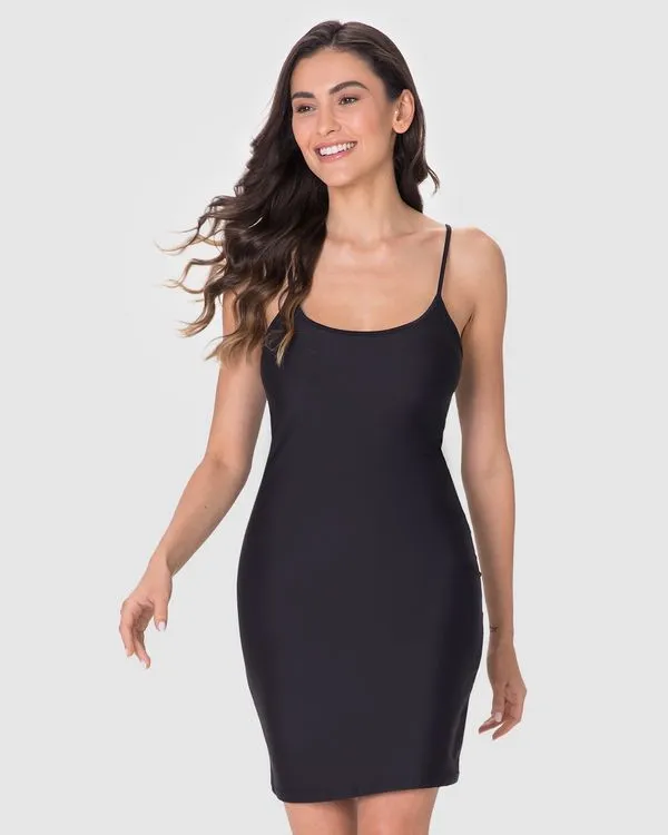 Vestido Íntimo Feminino Alça Fina Em Malha Conforto Dry Preto - G