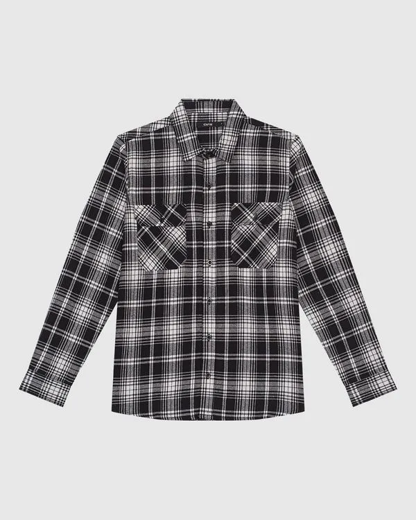 Camisa Feminina Ampla Em Flanelado Xadrez - ENFIM Preto - GG