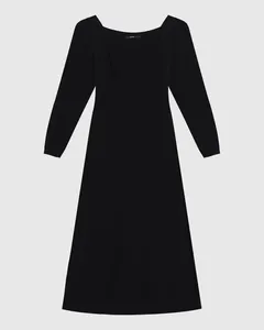 Vestido Midi Feminino Manga Longa Em Viscose - ENFIM Preto - G