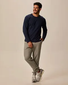 Calça Básica Masculina Jogger Bolso Faca Em Moletom Flanelado Marrom - G
