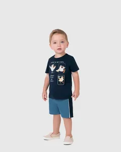 Conjunto Infantil Menino Camiseta Com Aplique Interativo Malwee Kids Azul - 8