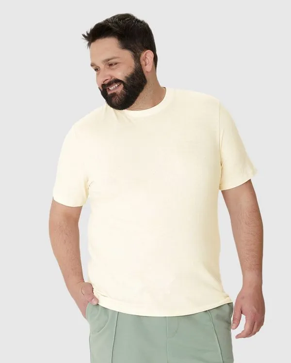 Camiseta Masculina Plus Size Estampa Floral Em Malha Linho Off White - G2