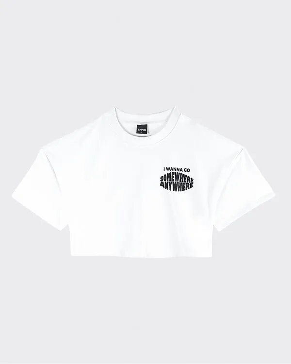 T-Shirt Cropped Feminina Estampa Lettering Em Moletinho - ENFIM Branco - G