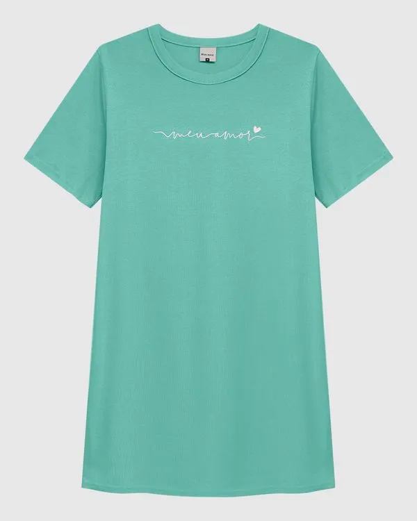 Camisola Feminina Estampa Frontal Em Malha Algodão Verde - PP
