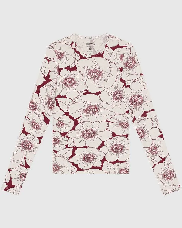 Blusa Feminina Justa Manga Longa Estampada Em Malha Viscolinho Stretch Off White - XGG