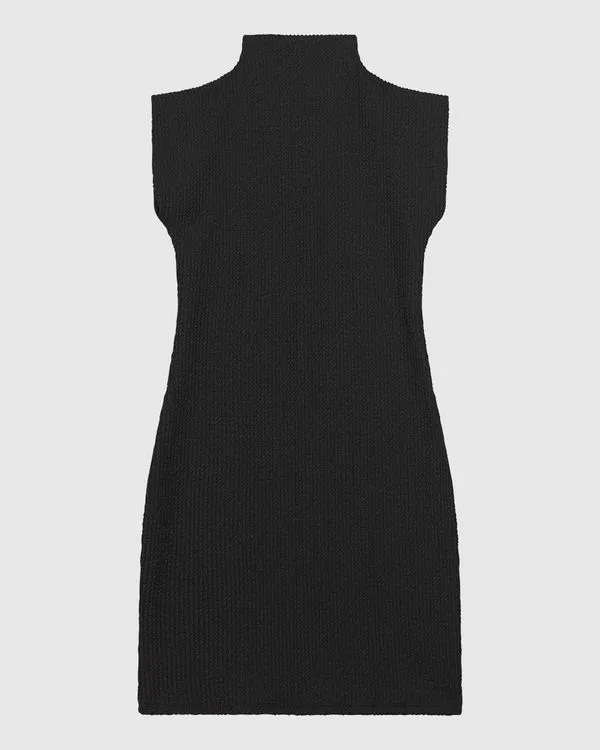 Vestido Justo Feminino Gola Alta Em Jacquard Texturizado - ENFIM Preto - G