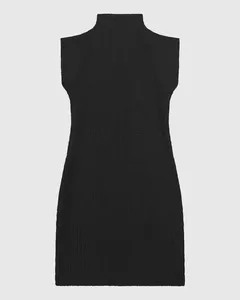 Vestido Justo Feminino Gola Alta Em Jacquard Texturizado - ENFIM Preto - PP