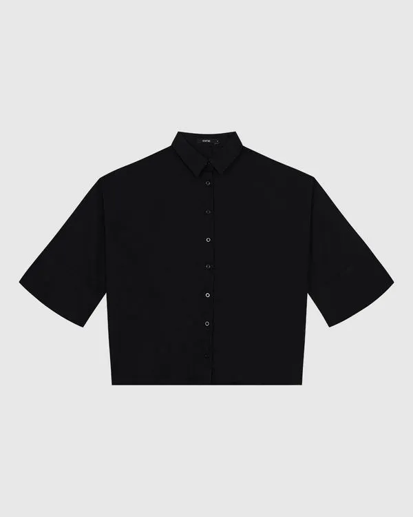 Camisa Ampla Feminina Manga 7/8 Em Liocel - ENFIM Preto - GG