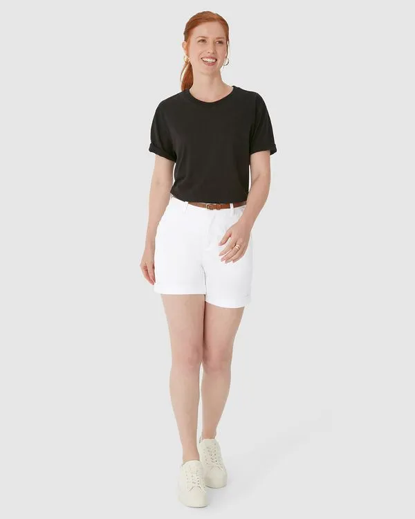 Bermuda Alfaiataria Feminina Com Cinto Em Sarja Stretch Branco - 42