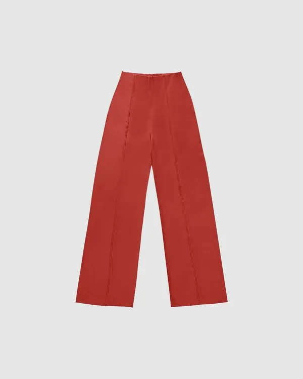 Calça Wide Leg Feminina Em Moletinho De Viscose - ENFIM Marrom - G
