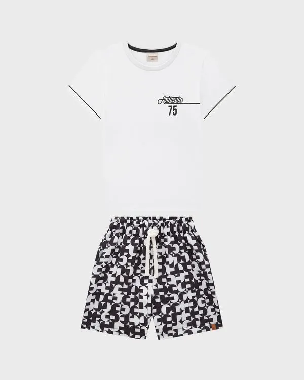 Conjunto Menino Camiseta Authentic 75 Em Algodão - Carinhoso Branco - 10