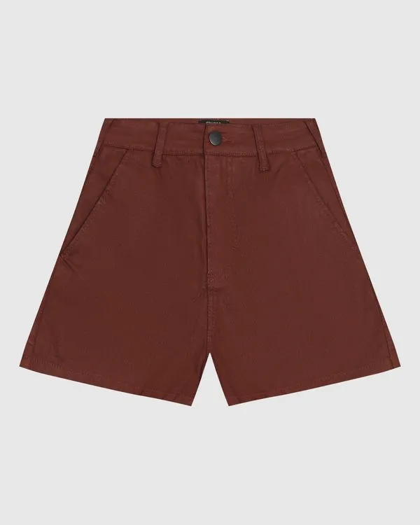 Shorts Feminino Boyfriend Em Jeans Resinado Com Elastano - ENFIM Vermelho - 44