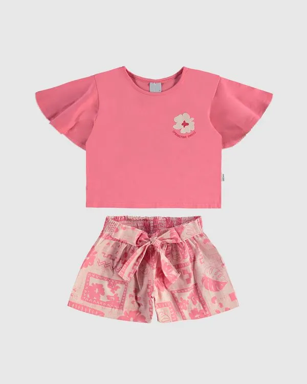 Conjunto Infantil Menina Springtimes Smiles Em Algodão Malwee Kids Rosa - 18