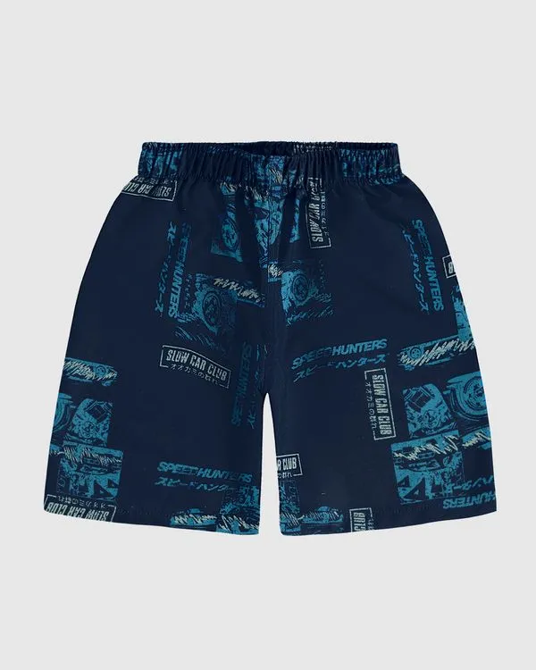 Bermuda Infantil Menino Estampada Em Microfibra Malwee Kids Azul - 2