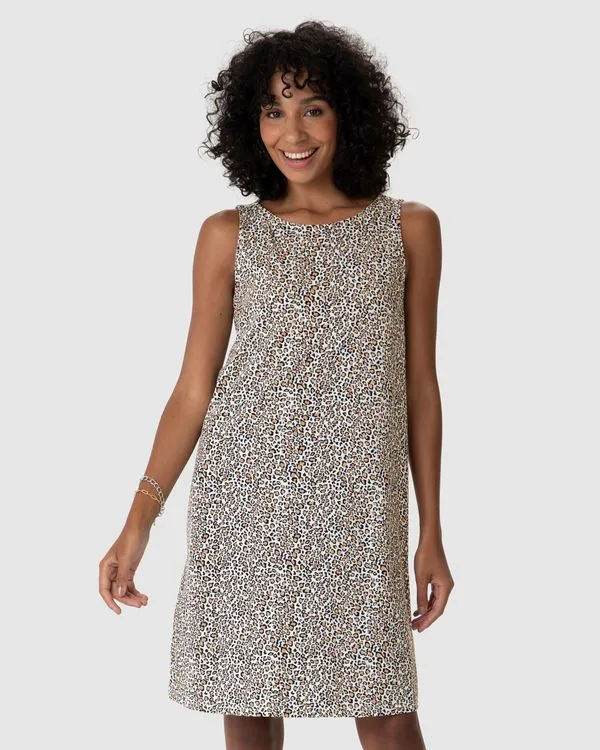 Vestido Feminino Regata Estampado Em Algodão Off White - M