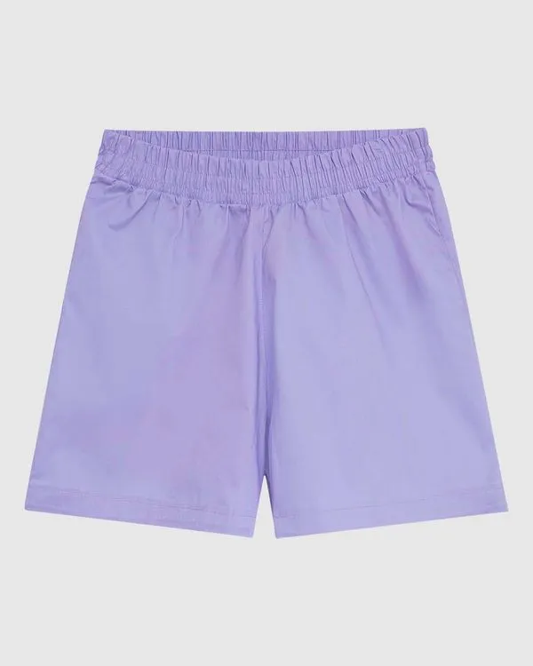 Shorts Feminino Cintura Alta Cós Elástico Em Tricoline Roxo - XGG