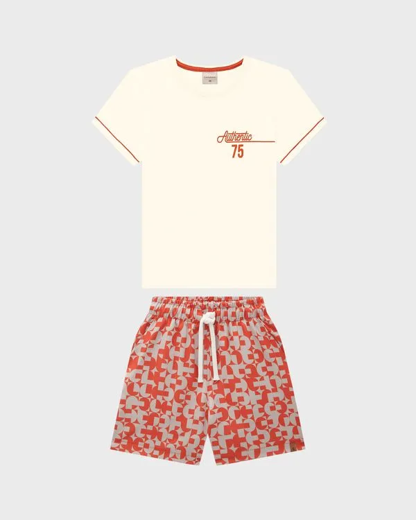 Conjunto Menino Camiseta Authentic 75 Em Algodão - Carinhoso Off White - 8
