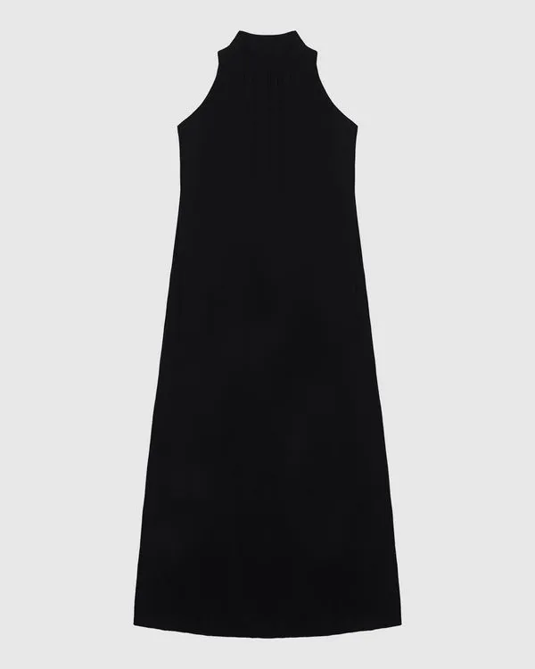 Vestido Longo Feminino Amplo Gola Alta Em Viscose - ENFIM Preto - P