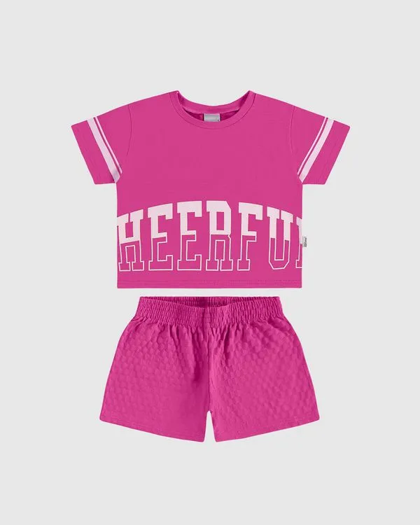 Conjunto Infantil Menina Cheerful Em Algodão Malwee Kids Rosa - 14