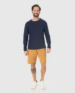 Bermuda Básica Masculina Comfort Bolso Funcional Em Moletom Marrom - G