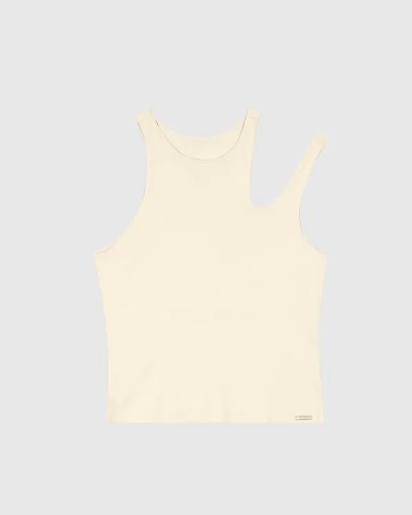 Regata Justa Feminina Recorte Cut Out Ombro Em Viscose Stretch - ENFIM Off White - G