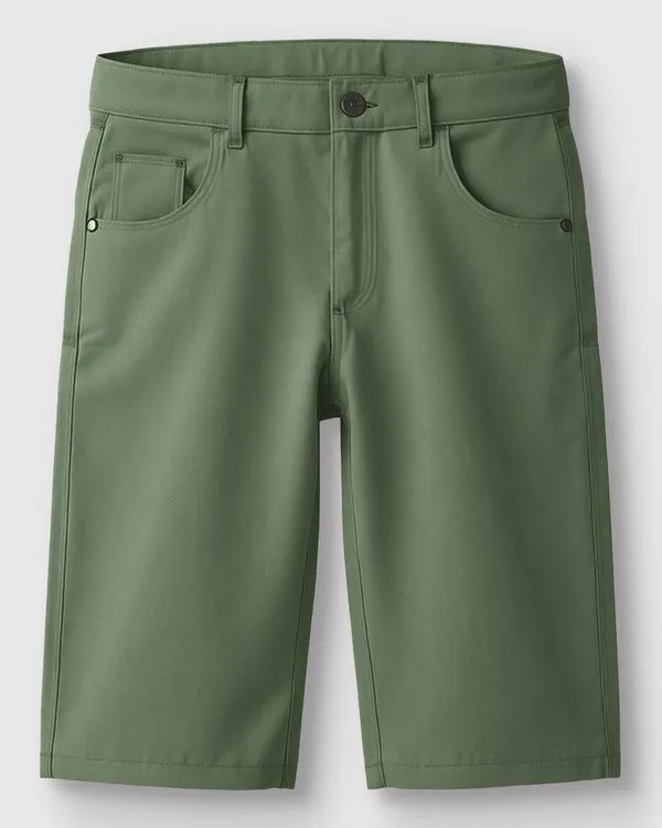 Bermuda Menino Comfort Bolso Funcional Em Sarja Com Elastano - Carinhoso Verde - 8