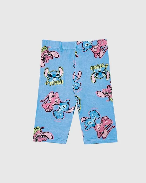 Bermuda Infantil Menina Ciclista Estampa Stitch Disney Em Algodão Malwee Kids Azul - 14