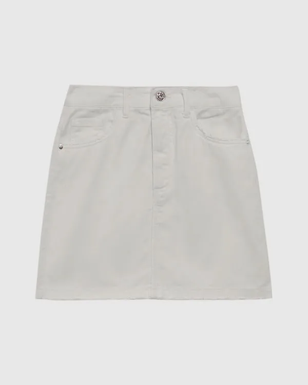 Saia Feminina Cintura Alta Em Sarja 100% Algodão Off White - 40
