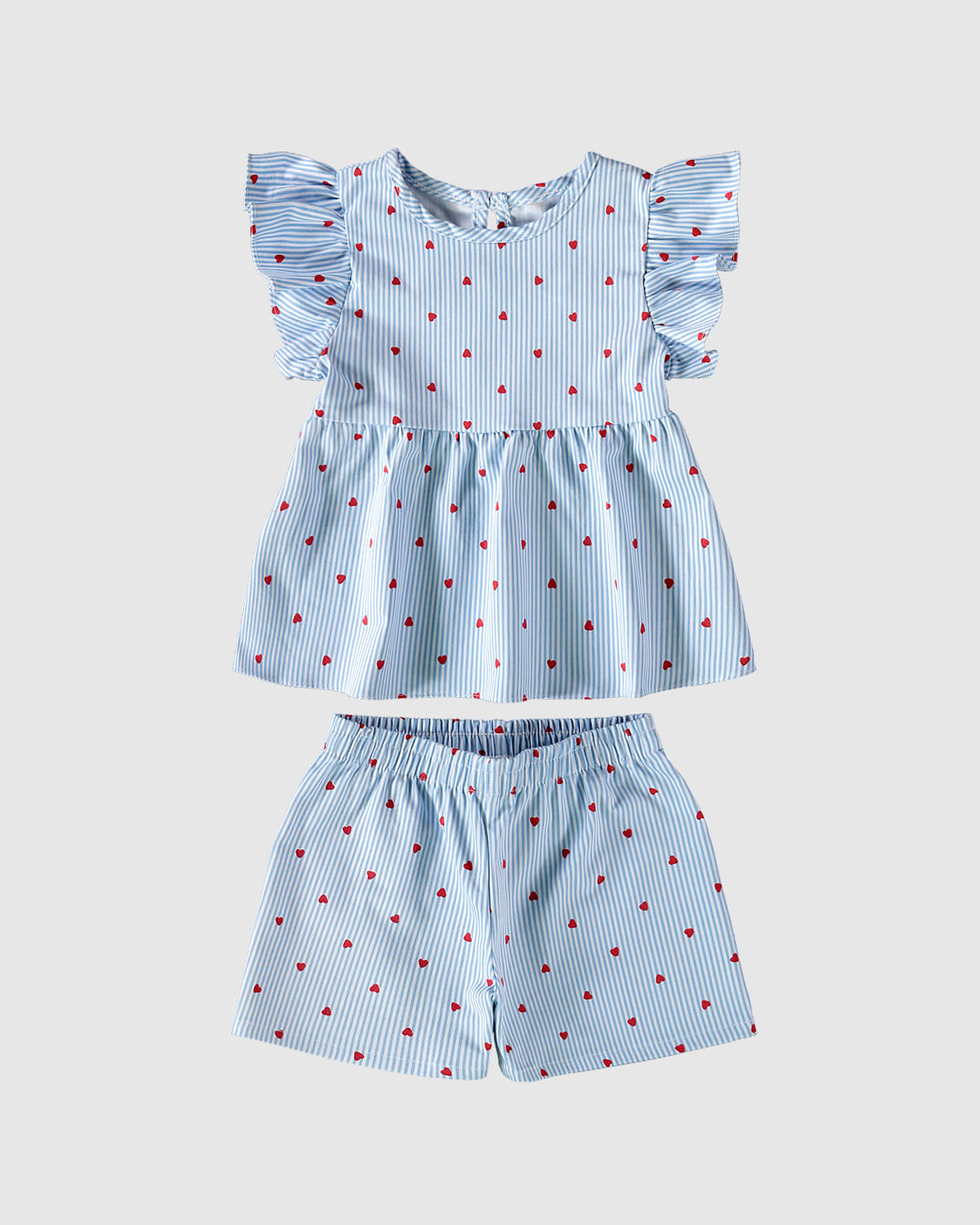 Conjunto Infantil Menina Estampa Corações Blusa Manga Babado Malwee Kids