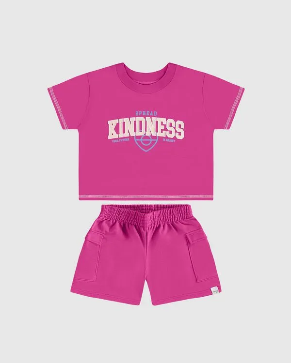Conjunto Infantil Menina Spread Kindness Em Algodão Malwee Kids Rosa - 16