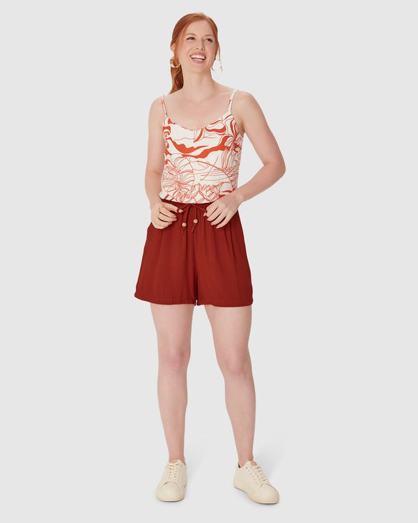Shorts Clochard Feminino Cordão Frontal Em Viscose Marrom - GG