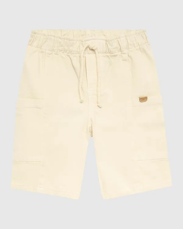 Bermuda Infantil Menino Cargo Cadarço Decorativo Em Sarja Stretch Malwee Kids Off White - 12