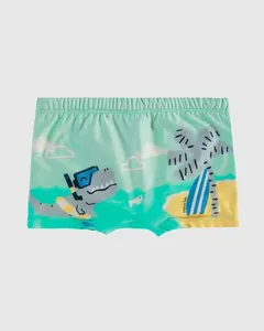 Sunga Boxer Infantil Menino Cadarço Interno Em Malha UV50+ Malwee Kids Verde - 2