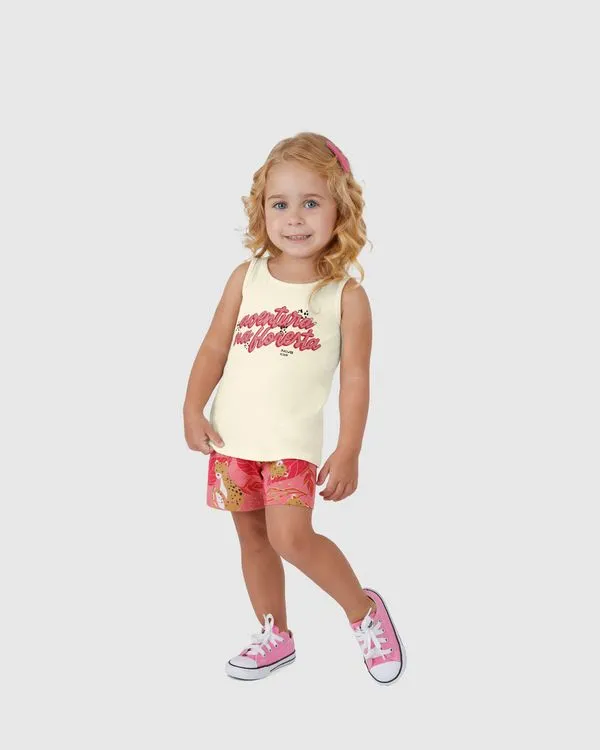 Conjunto Infantil Menina Aventura Na Floresta Em Algodão Malwee Kids Off White - 3