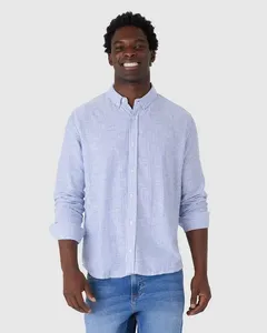 Camisa Masculina Gola Padrão Manga Longa Em Viscolinho Branco - G