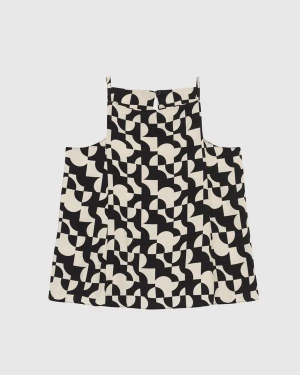 Blusa Ampla Feminina Estampa Geométrica Decote Reto Em Viscose - ENFIM Off White - GG