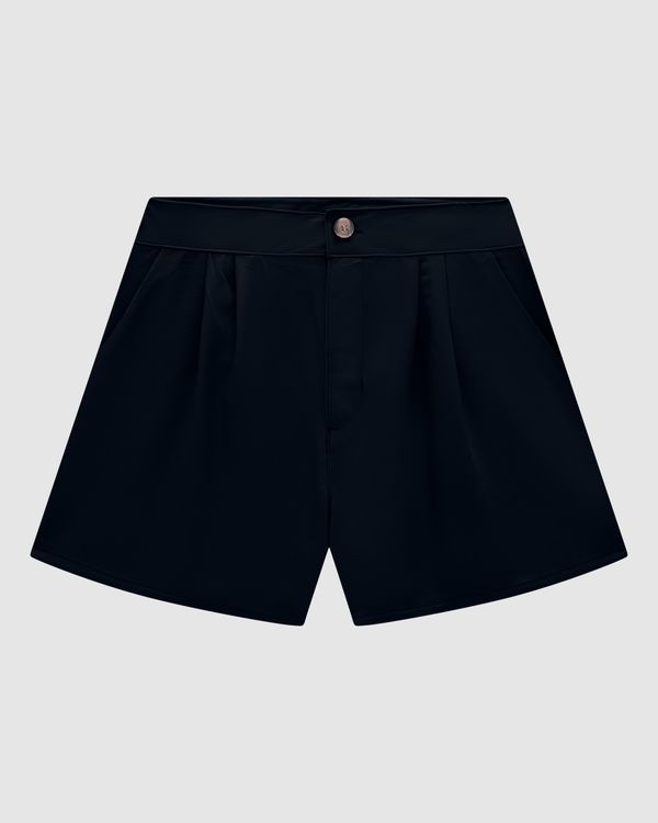 Shorts Feminino Alfaiataria Bolso Faca Em Crepe - ENFIM Preto - M