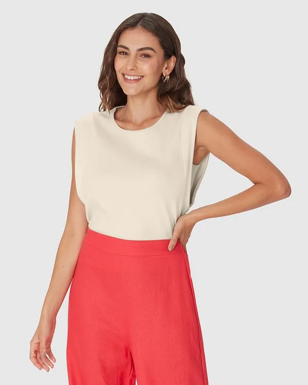 Regata Feminina Muscle Tee Decote Redondo Em Algodão Cinza - GG
