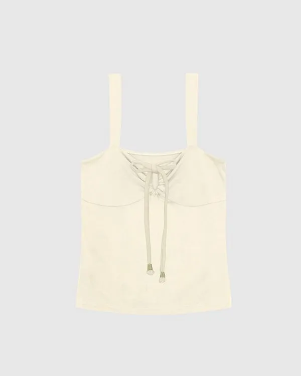 Regata Justa Feminina Decote Detalhe Ponteira Em Viscose Stretch - ENFIM Off White - P